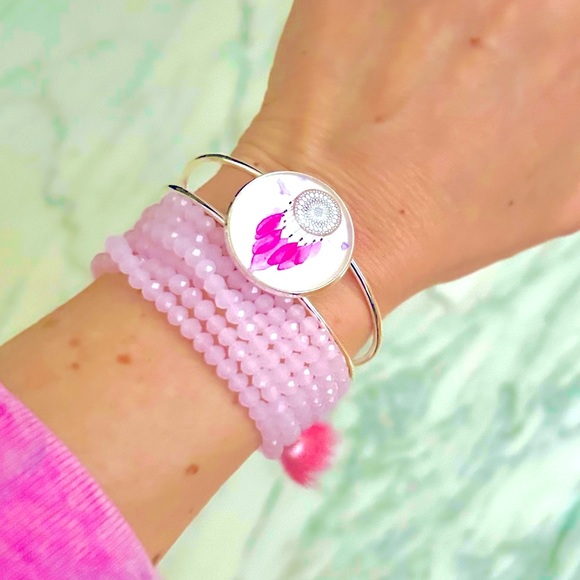 Dream Catcher Bracelet 2pc. set in Pink, New! - Picture 6 of 6